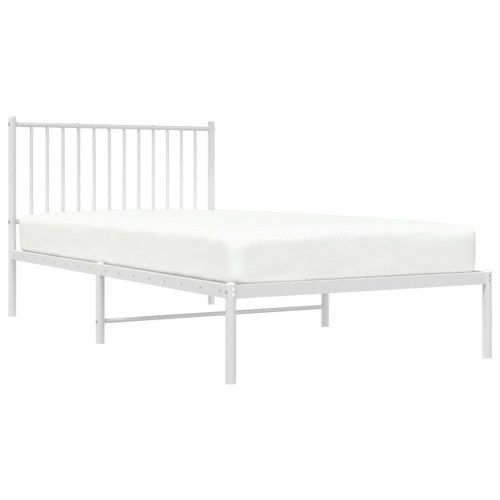 Sengeramme med sengegavl 100×200 cm - metal, hvid