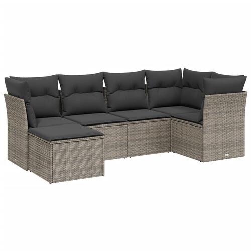 Sofasæt til haven 6 dele med hynder polyrattan grå