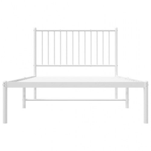 Sengeramme med sengegavl 100×200 cm - metal, hvid