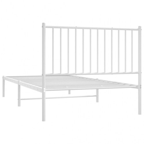 Sengeramme med sengegavl 100×200 cm - metal, hvid