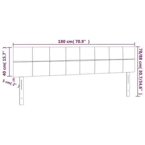 Sengegavl med LED-lys 180x5x78/88 cm stof mørkegrå