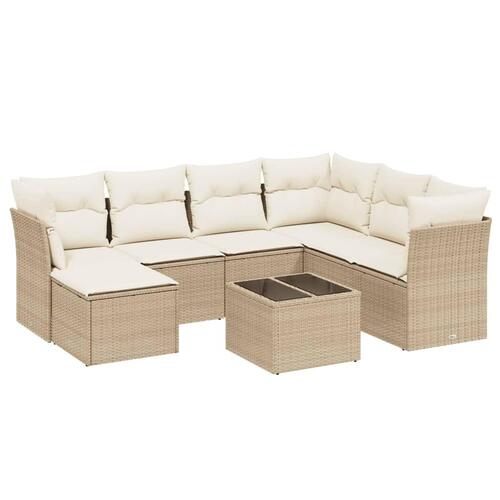 Sofasæt til haven 8 dele med hynder polyrattan beige