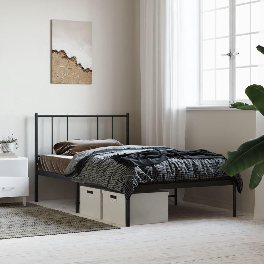 Sengeramme med sengegavl 75x190 cm metal sort