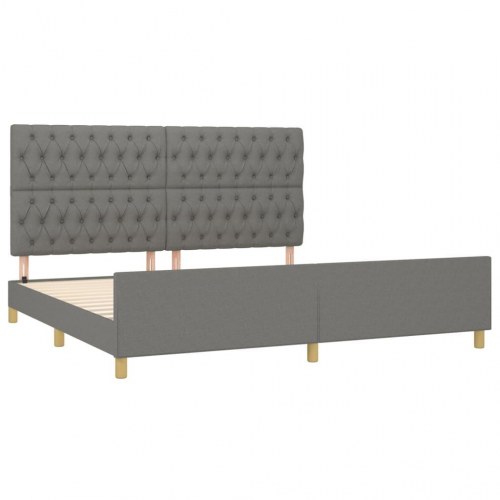 Sengeramme med sengegavl 200x200 cm - stof, mørkegrå