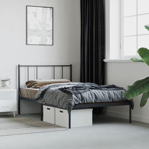 Sengeramme med sengegavl 75x190 cm metal sort
