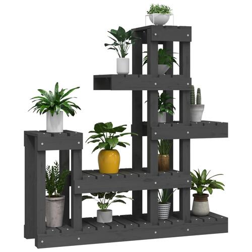 Plantestativ 92x25x97 cm massivt fyrretræ grå