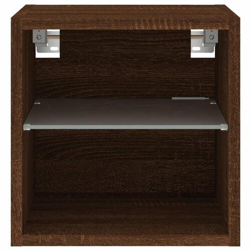 Væghængt tv-bord med LED-lys 30x28,5x30 cm brun egetræsfarve