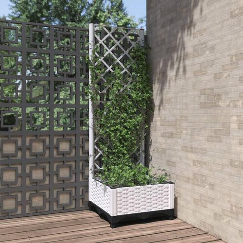 Plantekasse med espalier 40x40x121,5 cm PP hvid