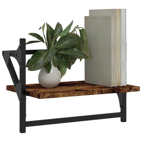 Væghylder med stænger 2 stk. 40x25x30 cm røget egetræsfarve