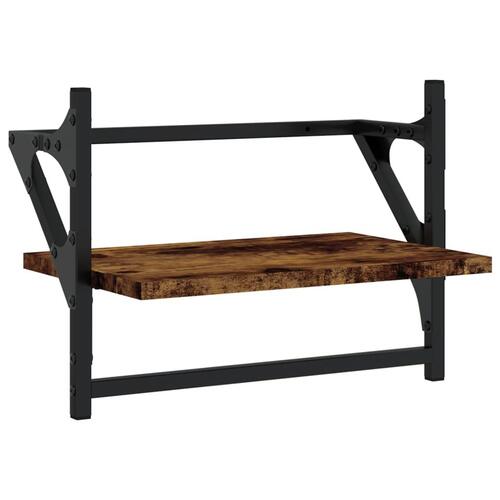 Væghylder med stænger 2 stk. 40x25x30 cm røget egetræsfarve