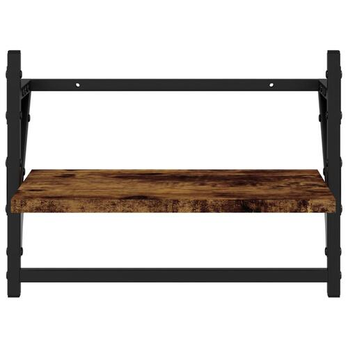 Væghylder med stænger 2 stk. 40x25x30 cm røget egetræsfarve