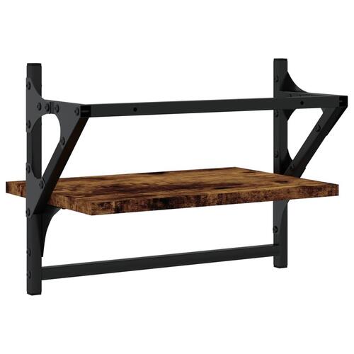 Væghylder med stænger 2 stk. 40x25x30 cm røget egetræsfarve