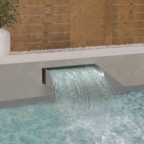 Havespringvand med LED-lys 60x34x14 cm rustfrit stål 304