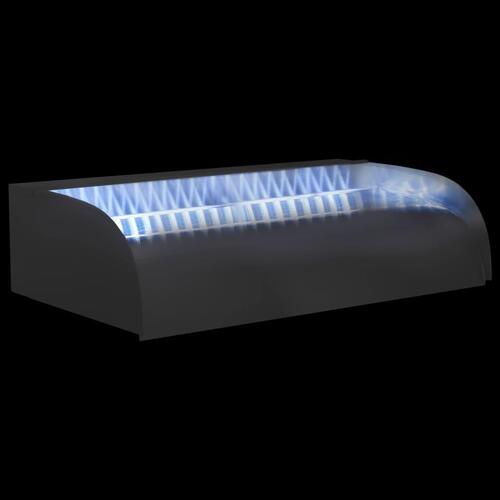 Havespringvand med LED-lys 60x34x14 cm rustfrit stål 304