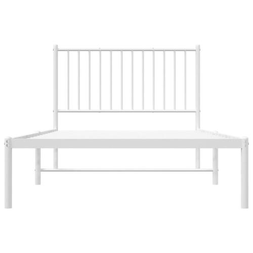 Sengeramme med sengegavl 100x190 cm metal hvid