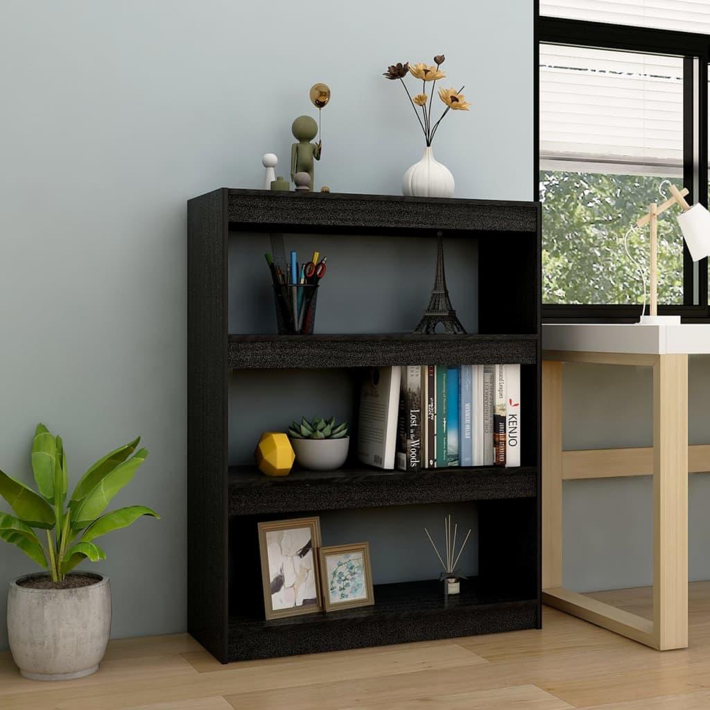 Bogskab/rumdeler 100x30x103 cm massivt fyrretræ sort