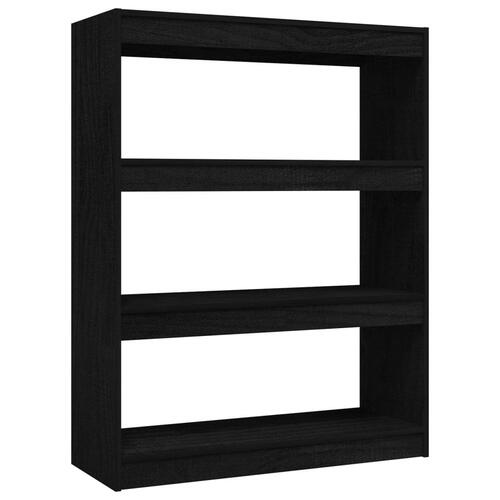 Bogskab/rumdeler 100x30x103 cm massivt fyrretræ sort