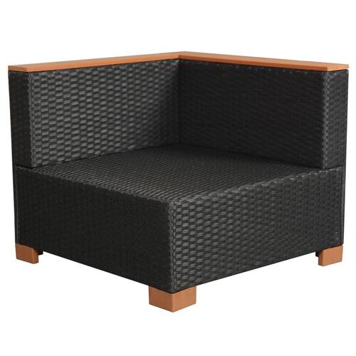Haveloungesæt 6 dele med hynder polyrattan sort