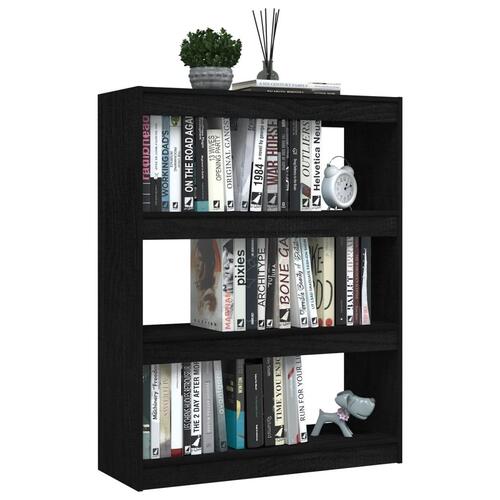 Bogskab/rumdeler 100x30x103 cm massivt fyrretræ sort