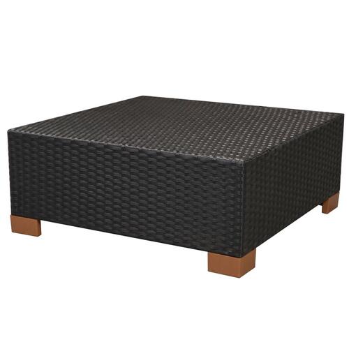 Haveloungesæt 6 dele med hynder polyrattan sort
