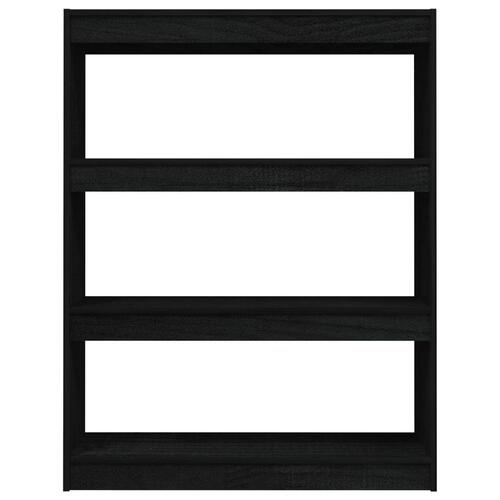 Bogskab/rumdeler 100x30x103 cm massivt fyrretræ sort
