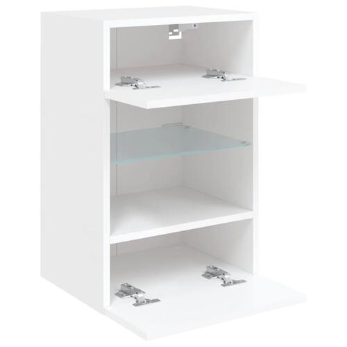 Væghængt tv-bord med LED-lys 40x30x60,5 cm hvid