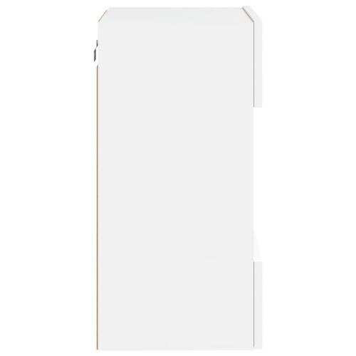 Væghængt tv-bord med LED-lys 40x30x60,5 cm hvid