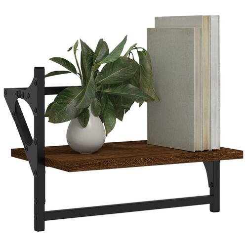 Væghylder med stænger 2 stk. 40x25x30 cm brun egetræsfarve