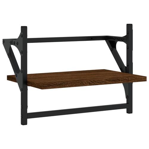 Væghylder med stænger 2 stk. 40x25x30 cm brun egetræsfarve