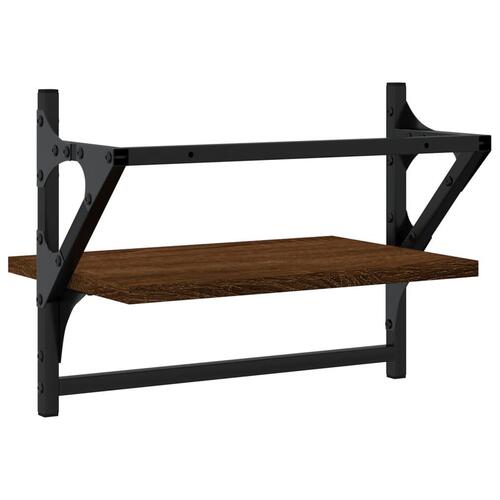 Væghylder med stænger 2 stk. 40x25x30 cm brun egetræsfarve