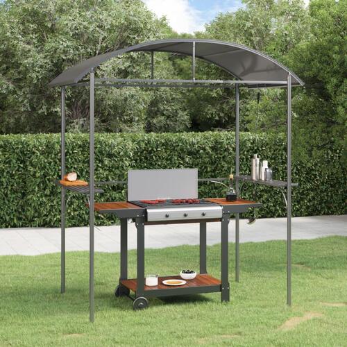 Grillpavillon med sidehylder 220x115x230 cm stål antracitgrå