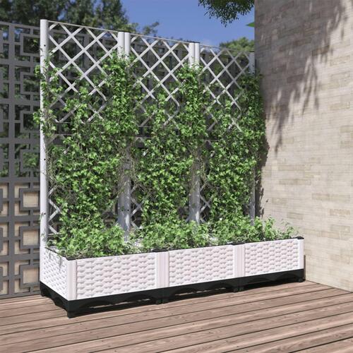 Plantekasse med espalier 120x40x121,5 cm PP hvid