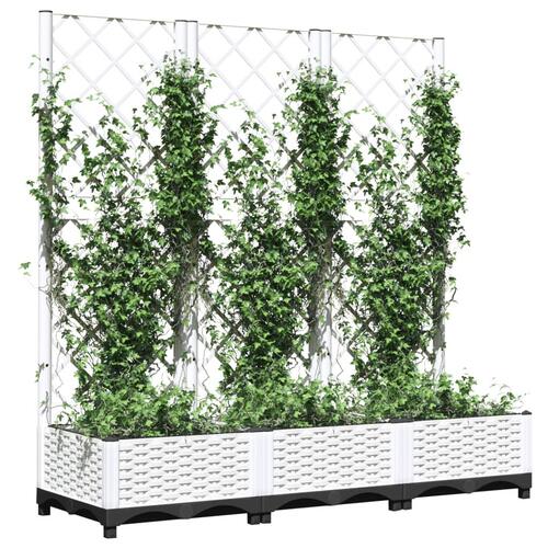 Plantekasse med espalier 120x40x121,5 cm PP hvid