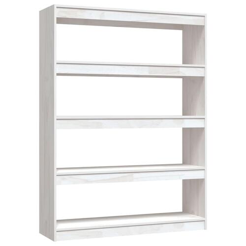 Bogskab/rumdeler 100x30x135,5 cm massivt fyrretræ hvid