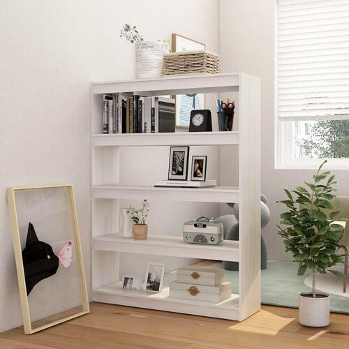 Bogskab/rumdeler 100x30x135,5 cm massivt fyrretræ hvid