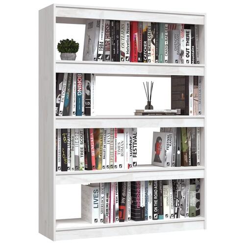 Bogskab/rumdeler 100x30x135,5 cm massivt fyrretræ hvid