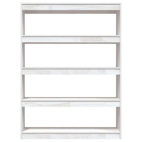 Bogskab/rumdeler 100x30x135,5 cm massivt fyrretræ hvid