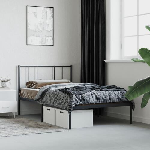 Sengeramme med sengegavl 90x190 cm metal sort