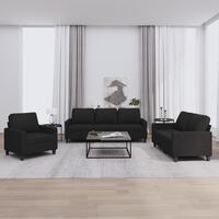 3 personers sofa med hynder stof sort