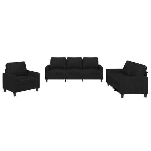3 personers sofa med hynder stof sort