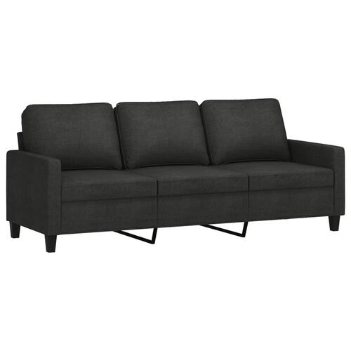 3 personers sofa med hynder stof sort