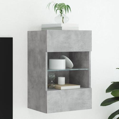 Væghængt tv-bord med LED-lys 40x30x60,5 cm betongrå