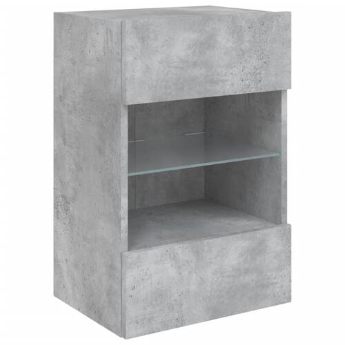 Væghængt tv-bord med LED-lys 40x30x60,5 cm betongrå