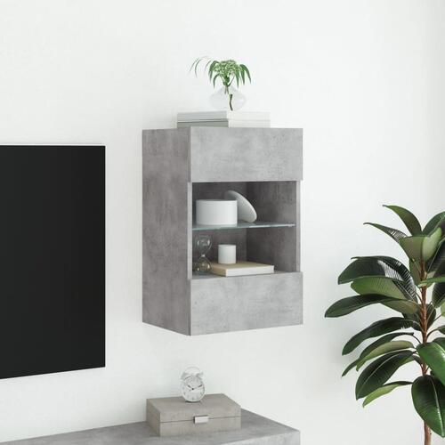 Væghængt tv-bord med LED-lys 40x30x60,5 cm betongrå
