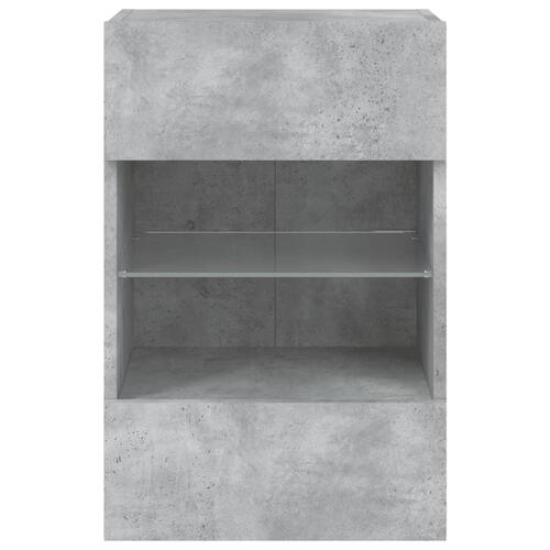 Væghængt tv-bord med LED-lys 40x30x60,5 cm betongrå