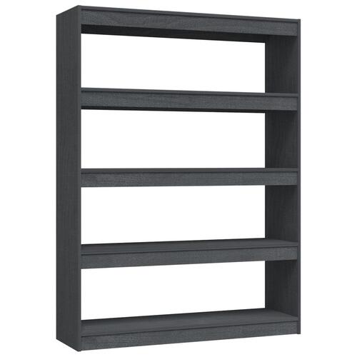 Bogskab/rumdeler 100x30x135,5 cm massivt fyrretræ grå