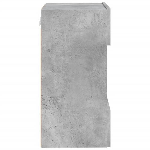 Væghængt tv-bord med LED-lys 40x30x60,5 cm betongrå