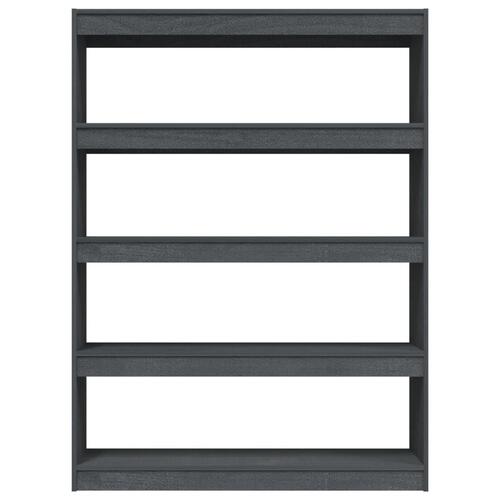 Bogskab/rumdeler 100x30x135,5 cm massivt fyrretræ grå