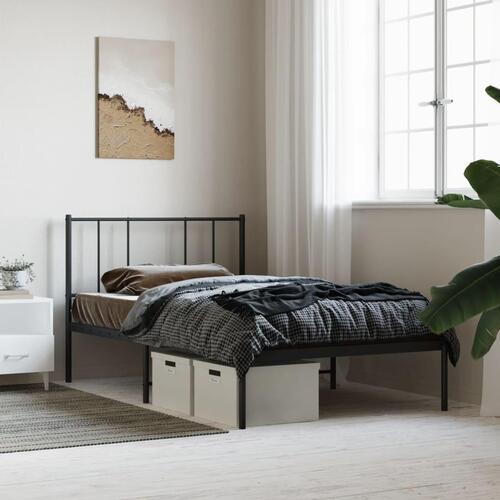 Sengeramme med sengegavl 90x200 cm metal sort