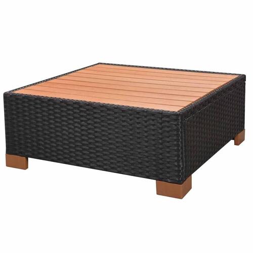 Haveloungesæt 8 dele med hynder polyrattan sort